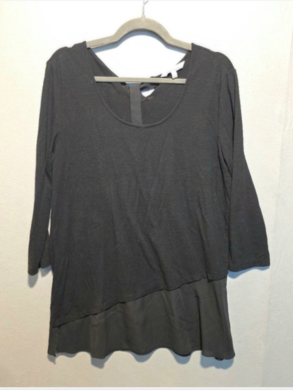 Ellen Tracy Black Long Sleeve Top Sheer Bottom Size Large